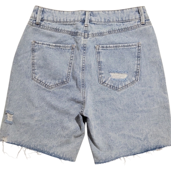Rewash Brand A-Line Distressed Bermuda Jean Shorts Size 5/27 Light Indigo - Picture 6 of 15
